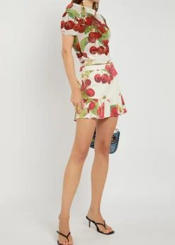 The Cherry Pleat cotton-blend mini skirt