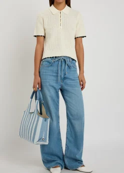 The Daybreak pointelle-knit polo top
