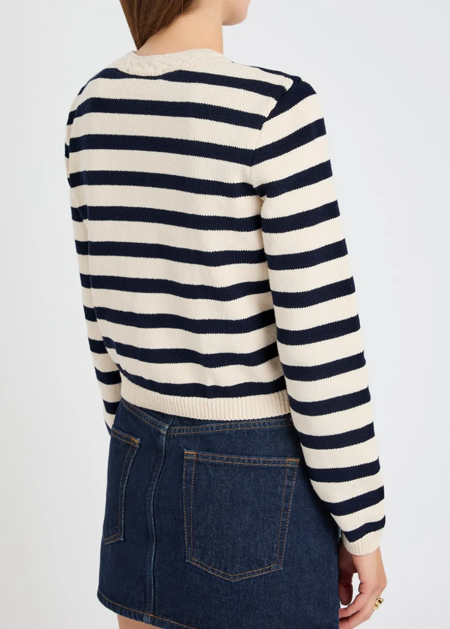 The Harbor striped-intarsia knit cardigan