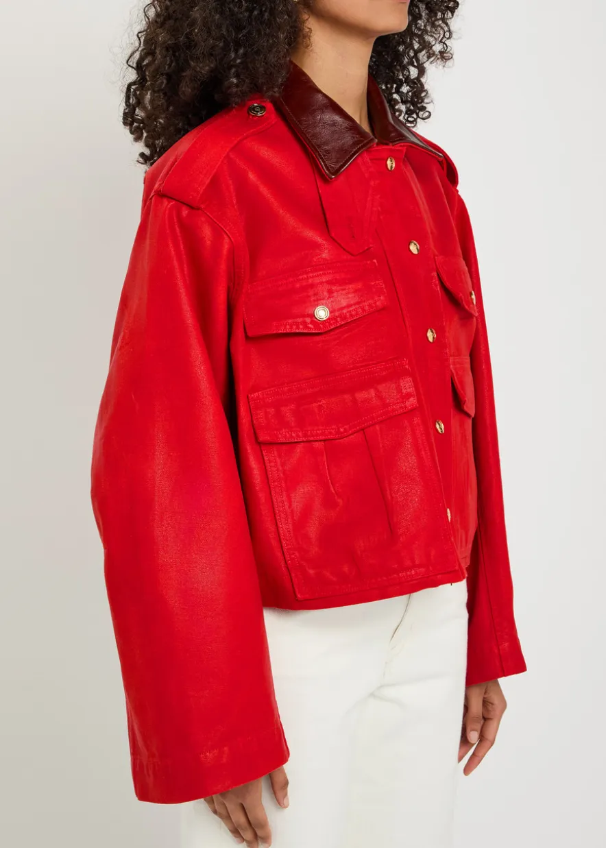 The Henderson leather collar waxed canvas jacket