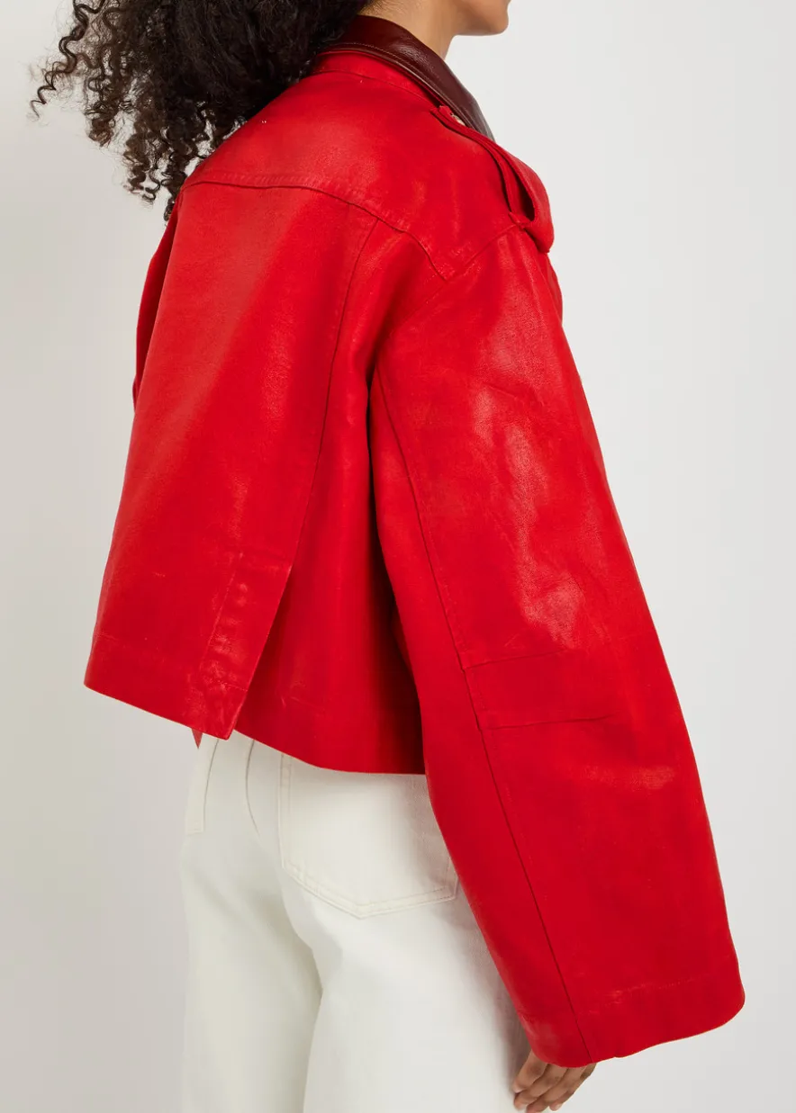 The Henderson leather collar waxed canvas jacket