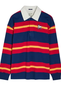 The Huddle striped cotton polo shirt