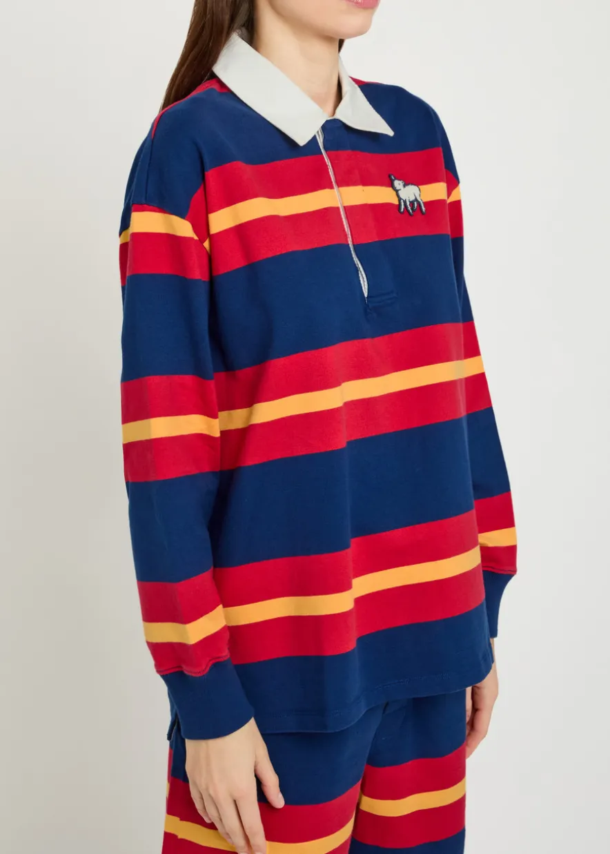 The Huddle striped cotton polo shirt