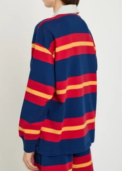 The Huddle striped cotton polo shirt