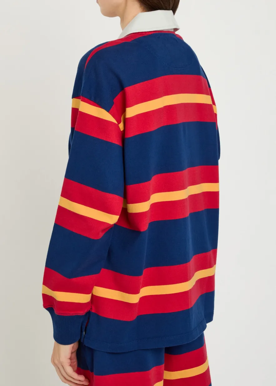 The Huddle striped cotton polo shirt