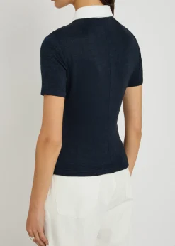 The Knit Button stretch-knit polo top