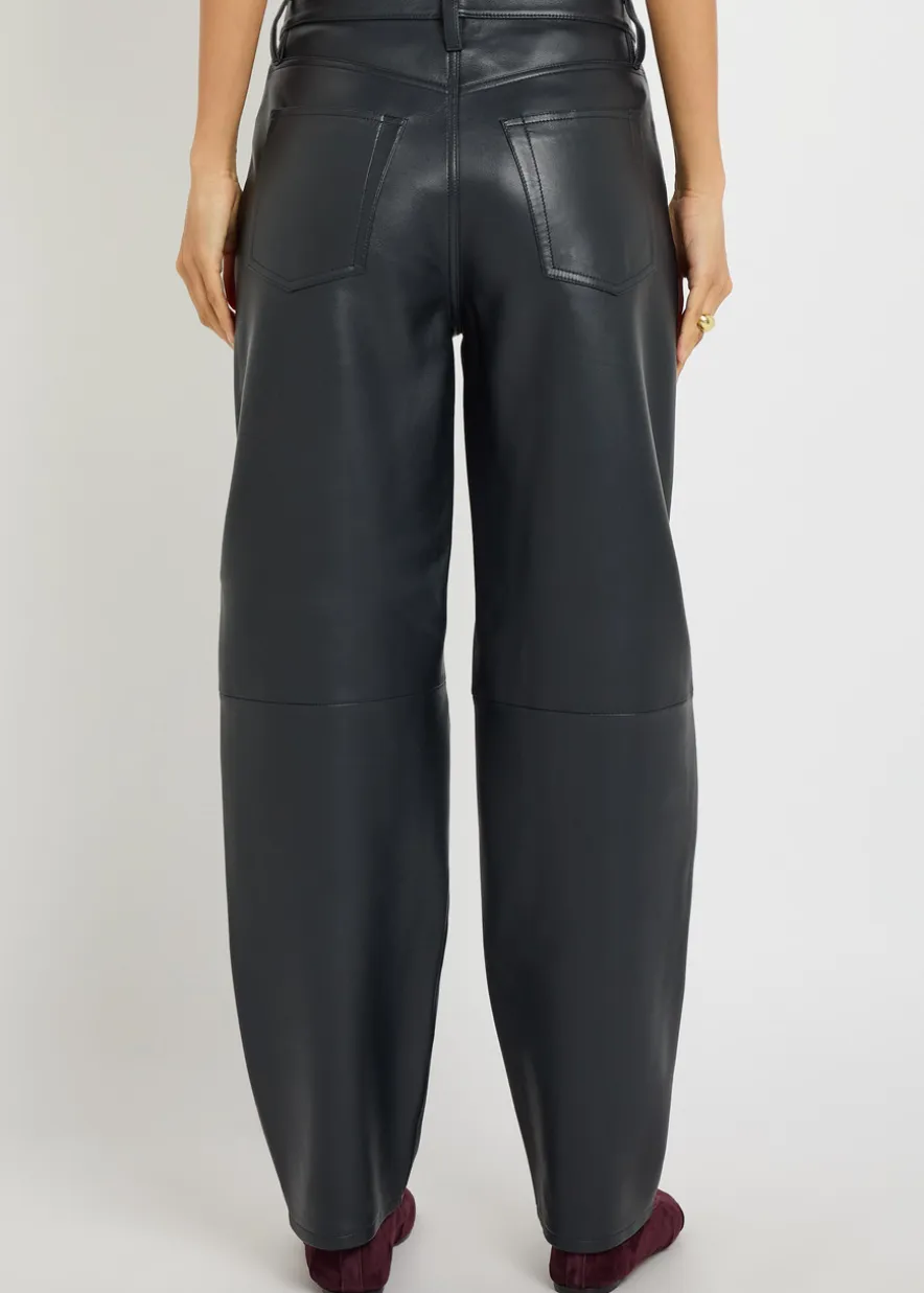 The Leather Neat barrel-leg leather trousers