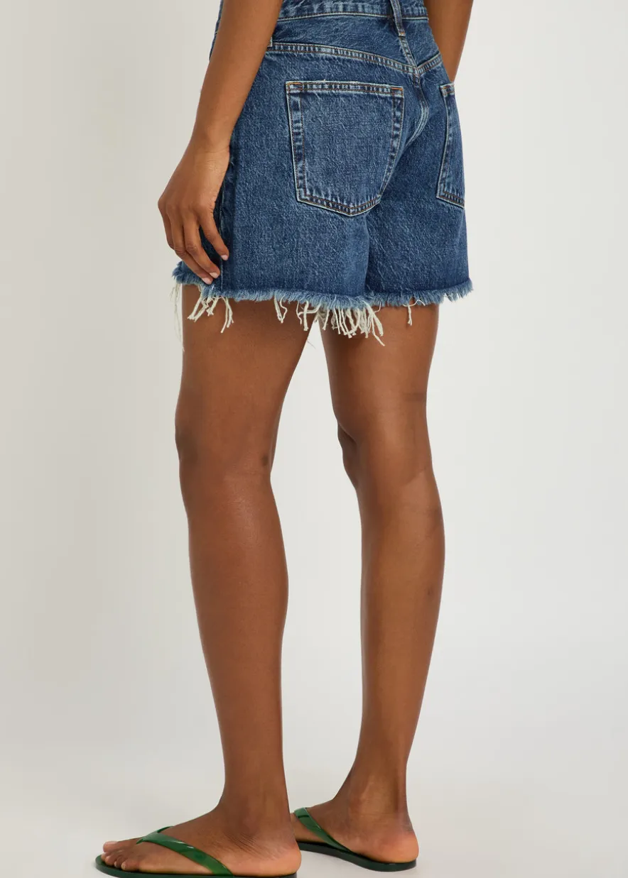 The Long Hang frayed denim shorts