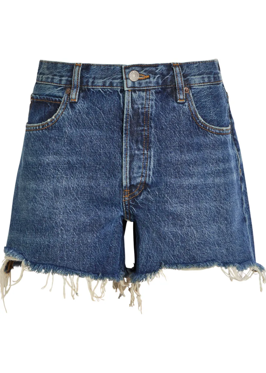 The Long Hang frayed denim shorts