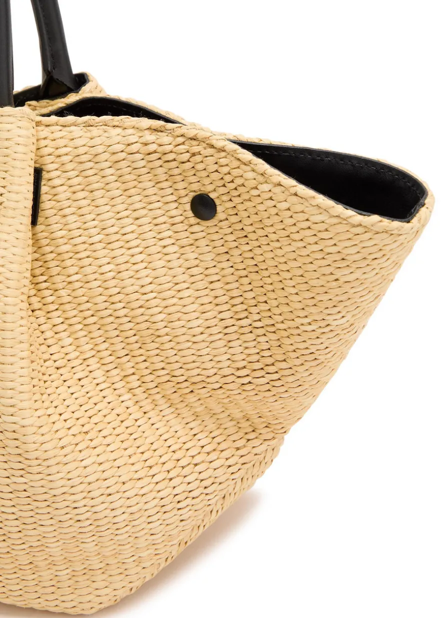 The New York midi raffia and leather tote