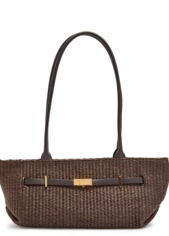The New York raffia and leather shoulder bag