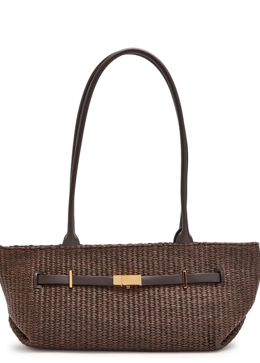 The New York raffia and leather shoulder bag