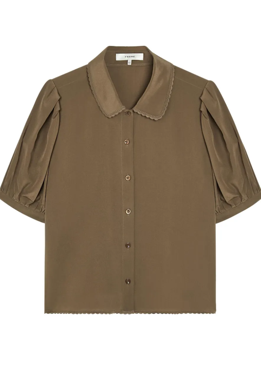 The Silk Prim cropped silk-chiffon blouse