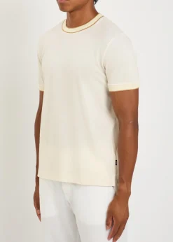 Thompson striped-trim piqué cotton T-shirt