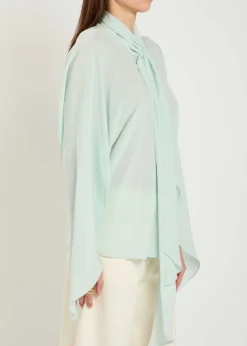 Tie-effect silk shirt