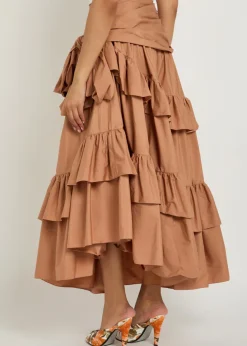 Tiered cotton-poplin maxi skirt
