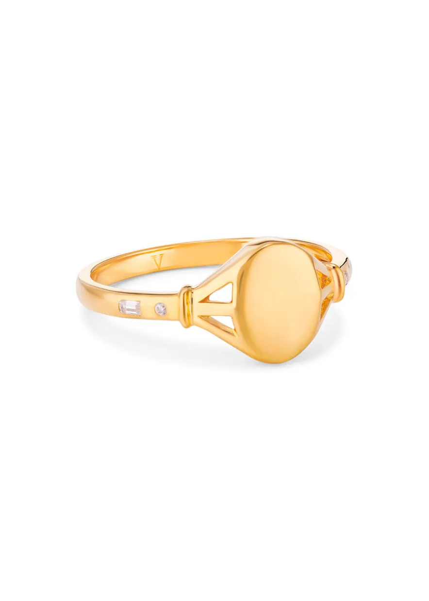 Tilly 18kt gold-plated signet pinky ring