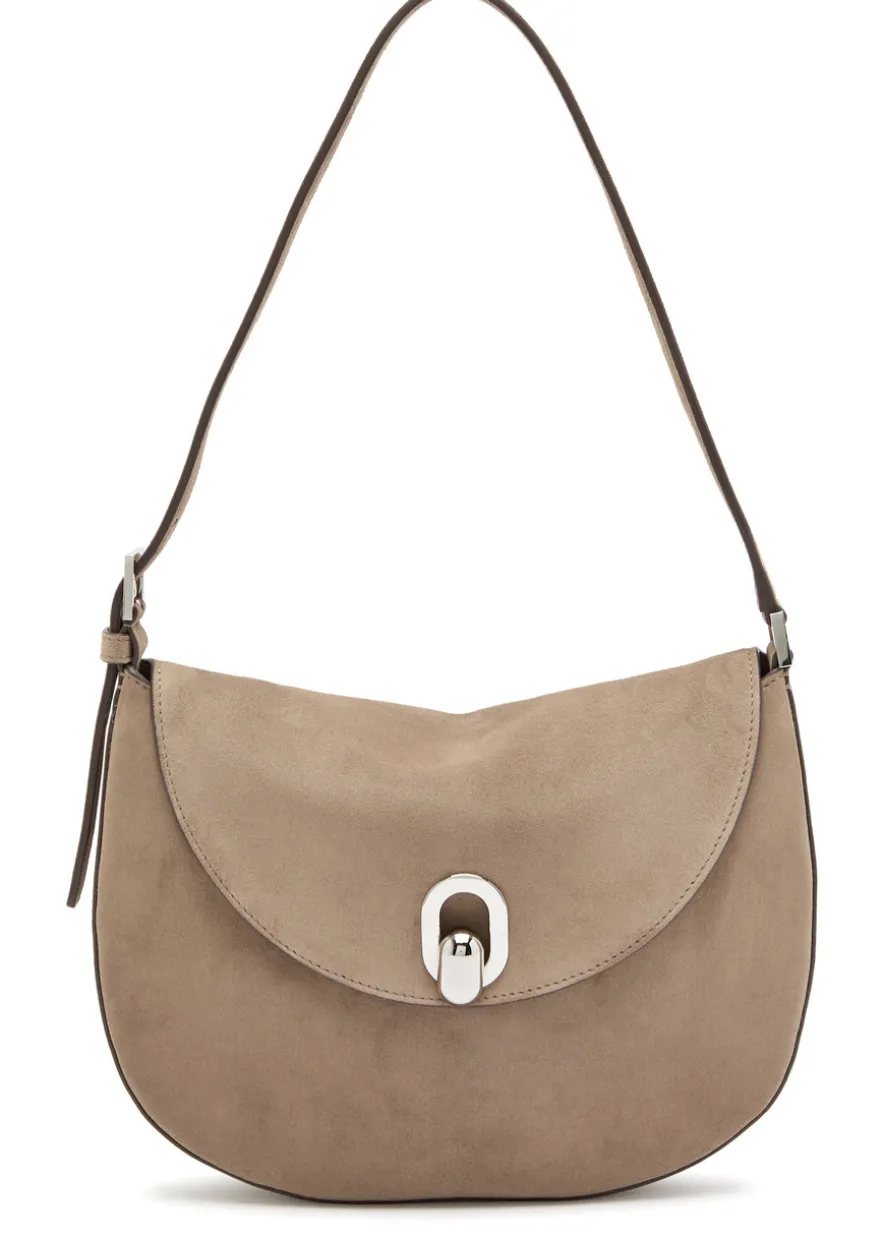Tondo small suede shoulder bag