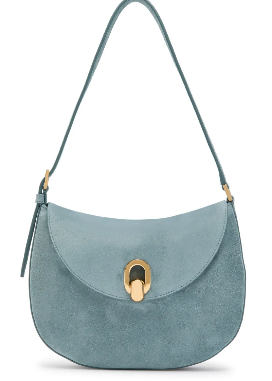 Tondo small suede shoulder bag