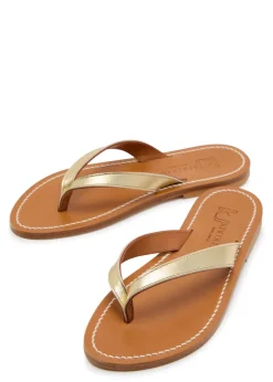 Torino metallic leather flip flops