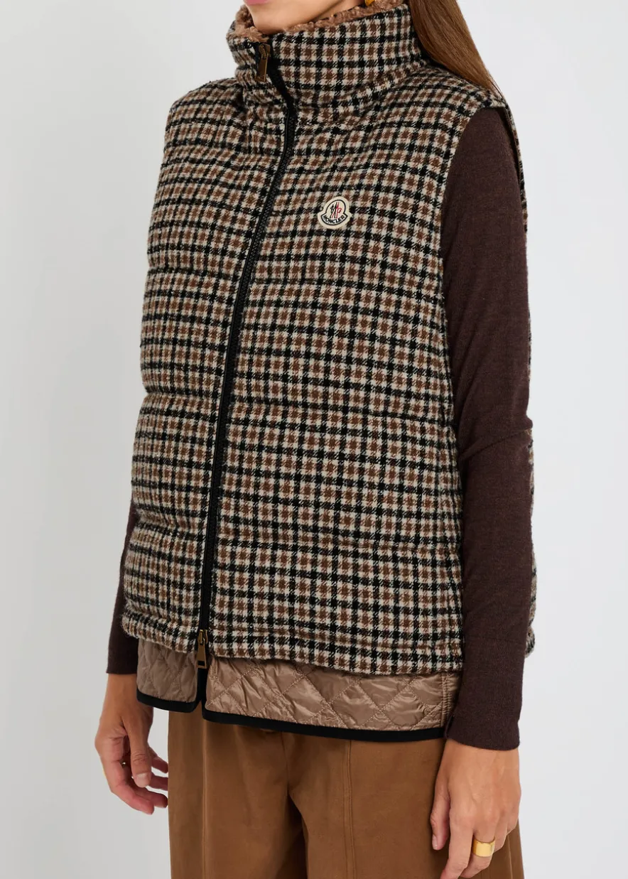 Touvet houndstooth quilted wool-blend gilet