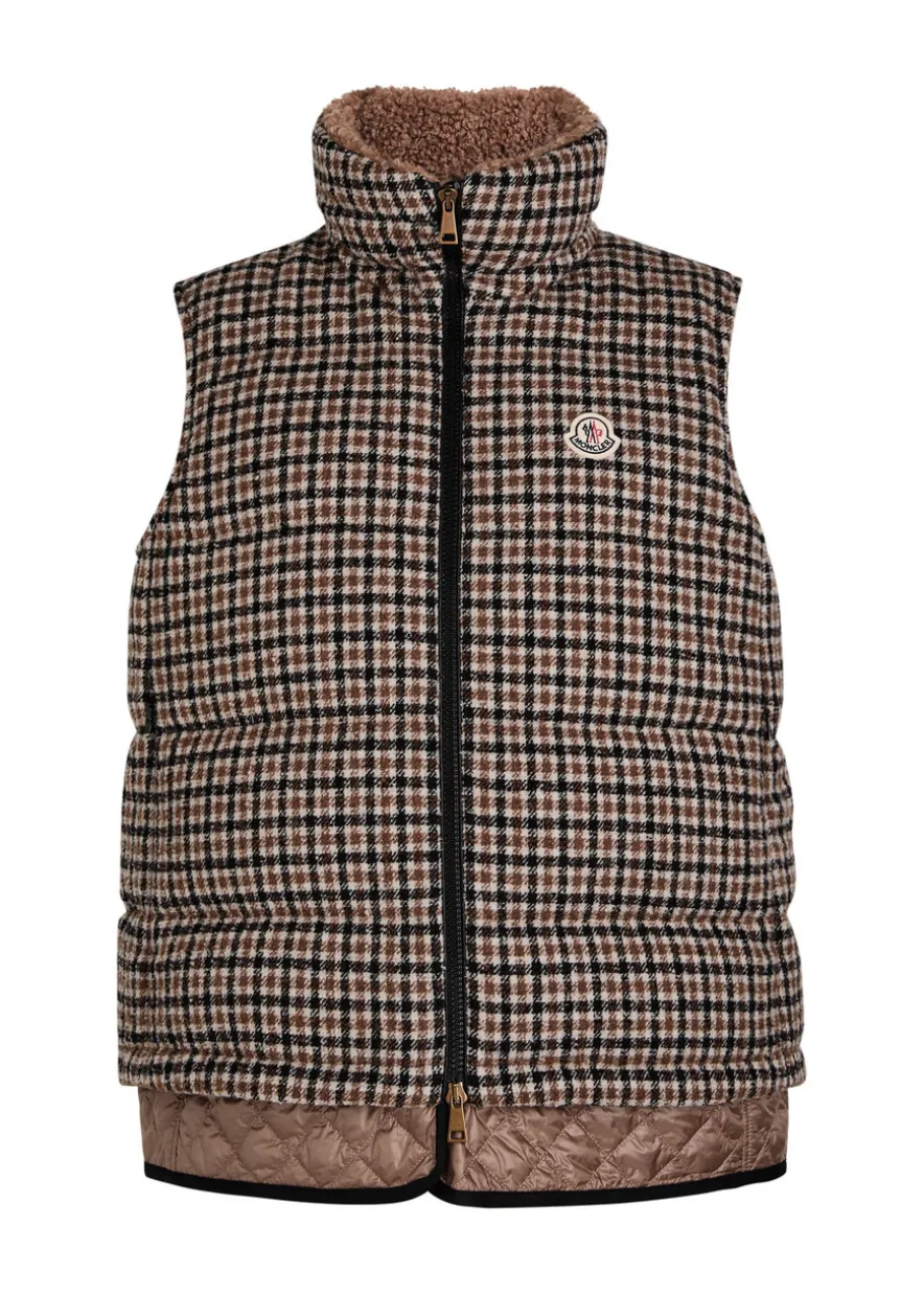 Touvet houndstooth quilted wool-blend gilet