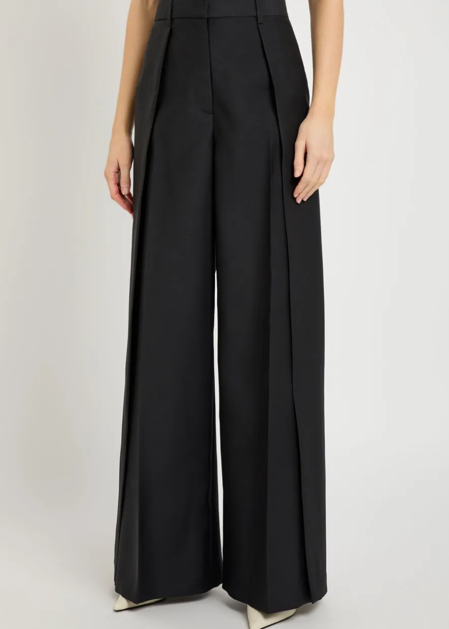 Tove split wide-leg wool-blend trousers