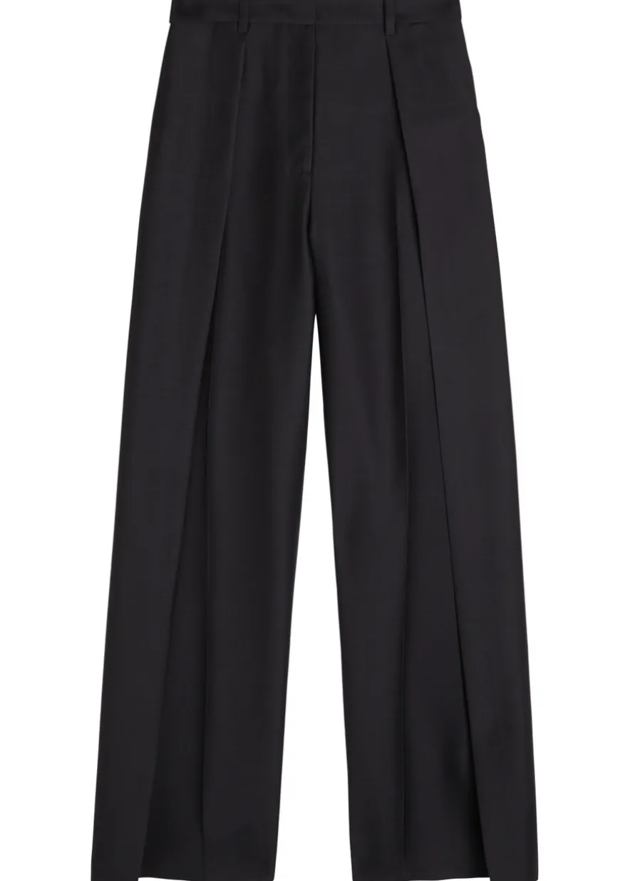 Tove split wide-leg wool-blend trousers