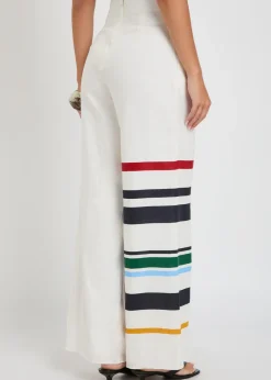 Toya striped wide-leg linen trousers