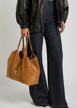 T-plaque suede tote