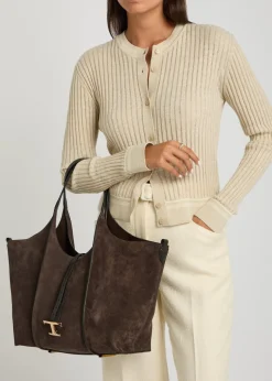 T-plaque suede tote