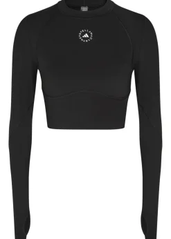 Training cropped stretch-jersey top