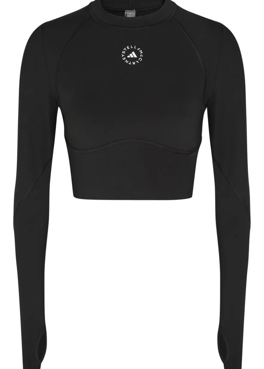 Training cropped stretch-jersey top