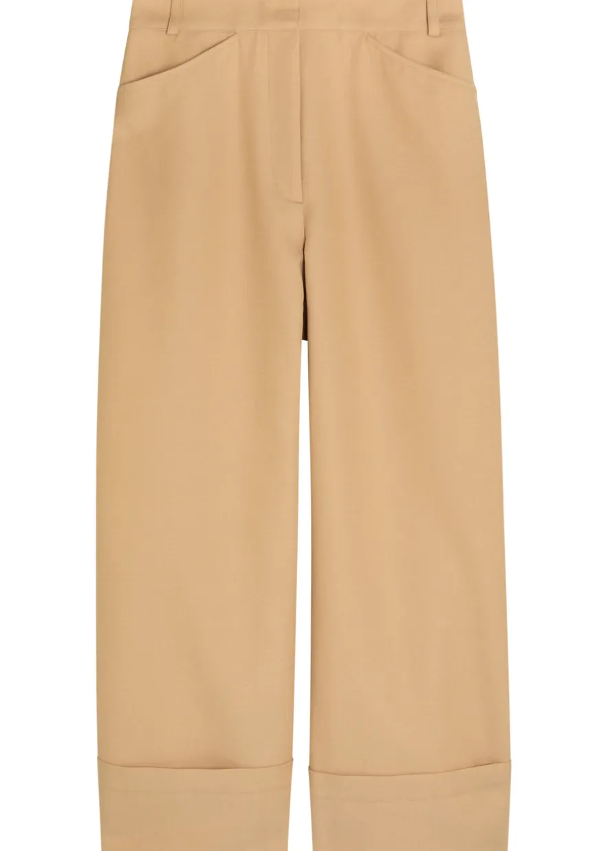 Turn-up cuff wide-leg trousers