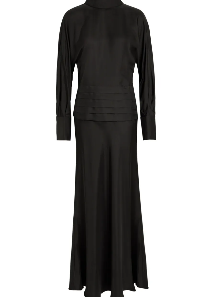 Tuxedo-style silk midi dress