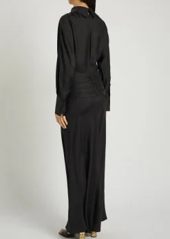 Tuxedo-style silk midi dress