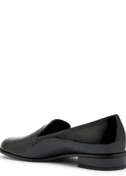 Tux logo patent leather loafers