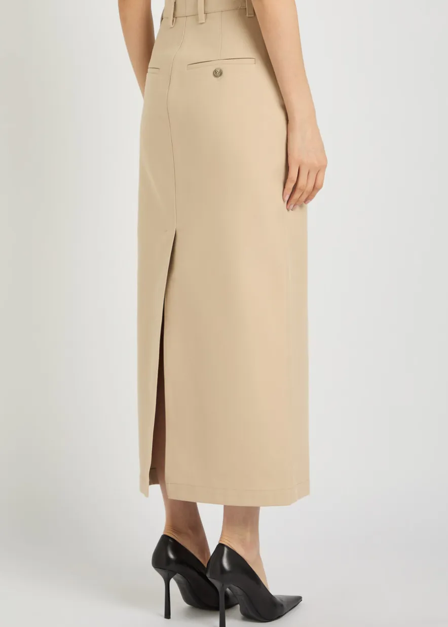 Twill midi skirt