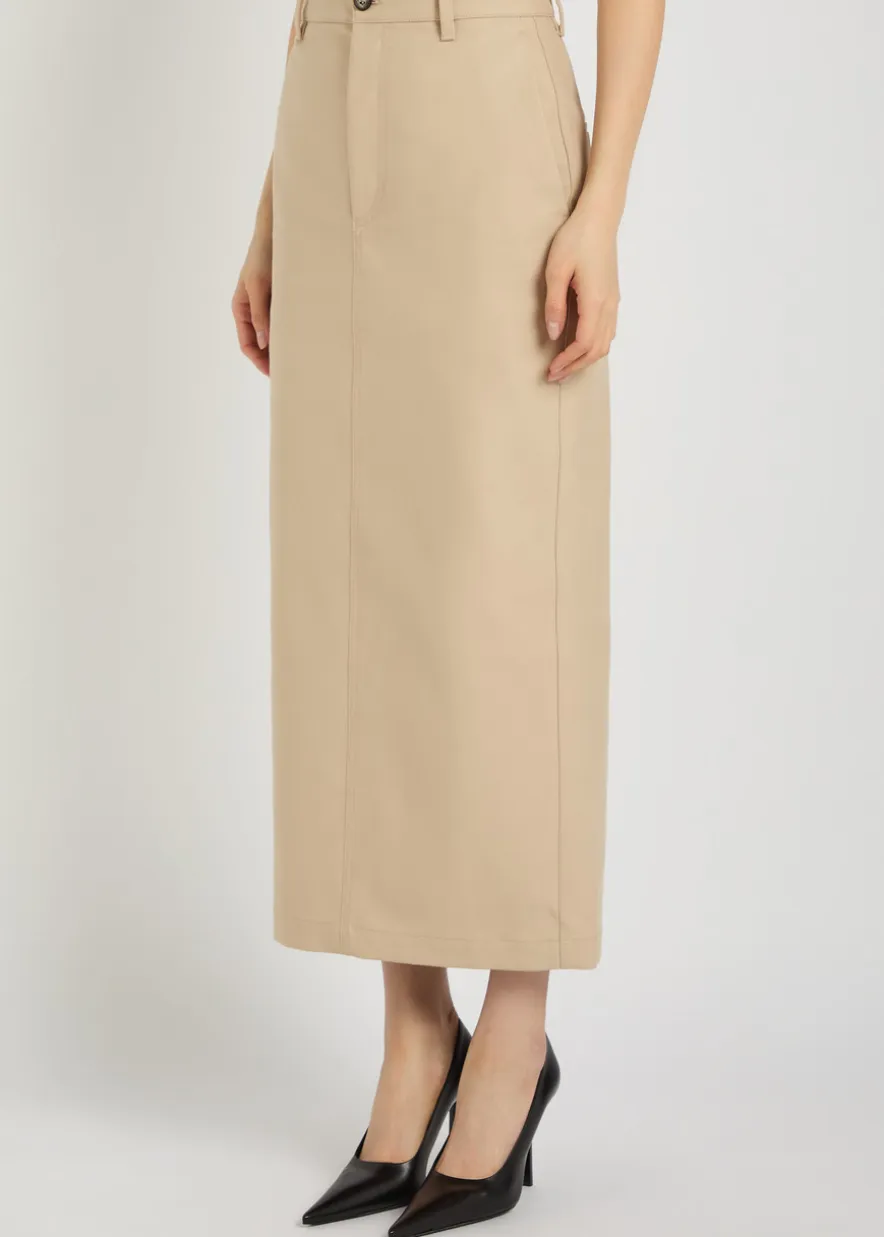 Twill midi skirt