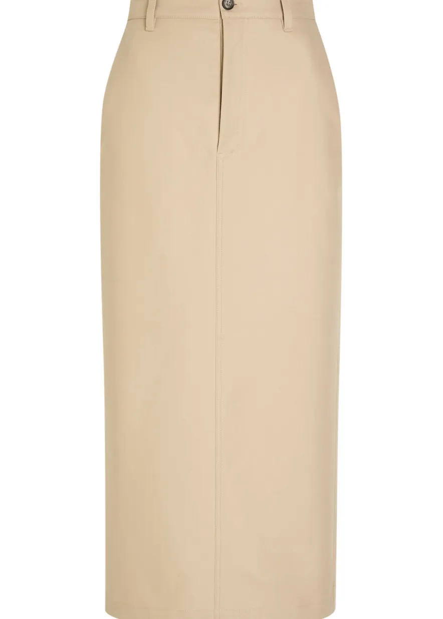 Twill midi skirt