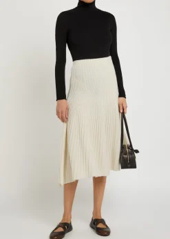 Twisted asymmetric wool and cashmere-blend midi skirt