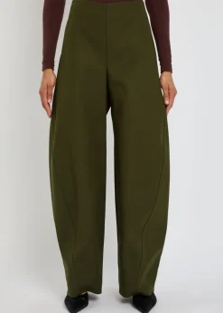Twisted barrel-leg cotton trousers