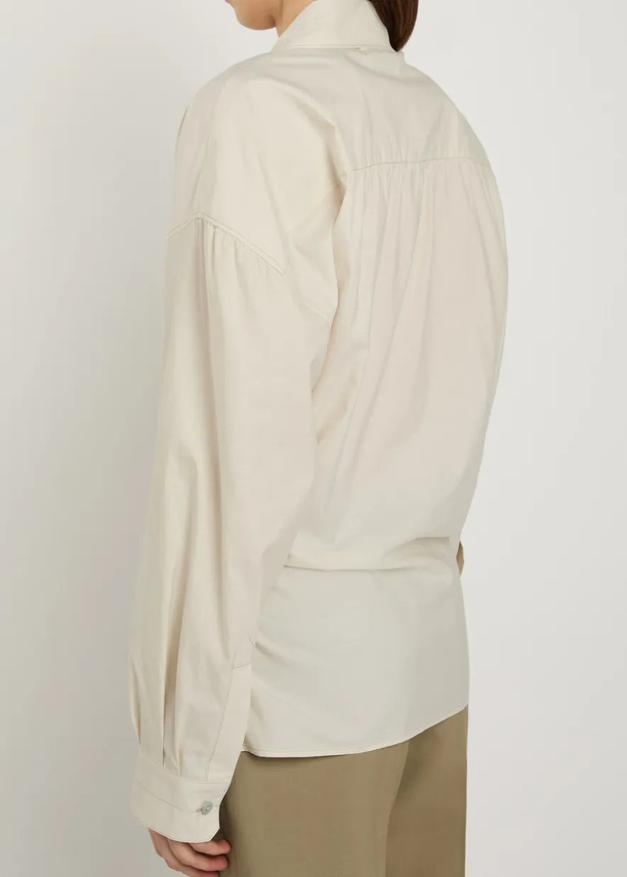 Twisted cotton-blend poplin shirt