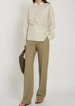 Twisted cotton-blend poplin shirt