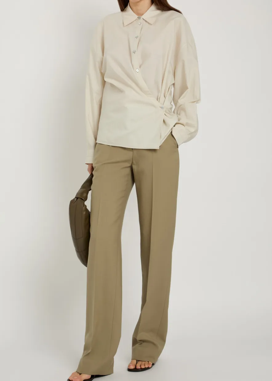 Twisted cotton-blend poplin shirt