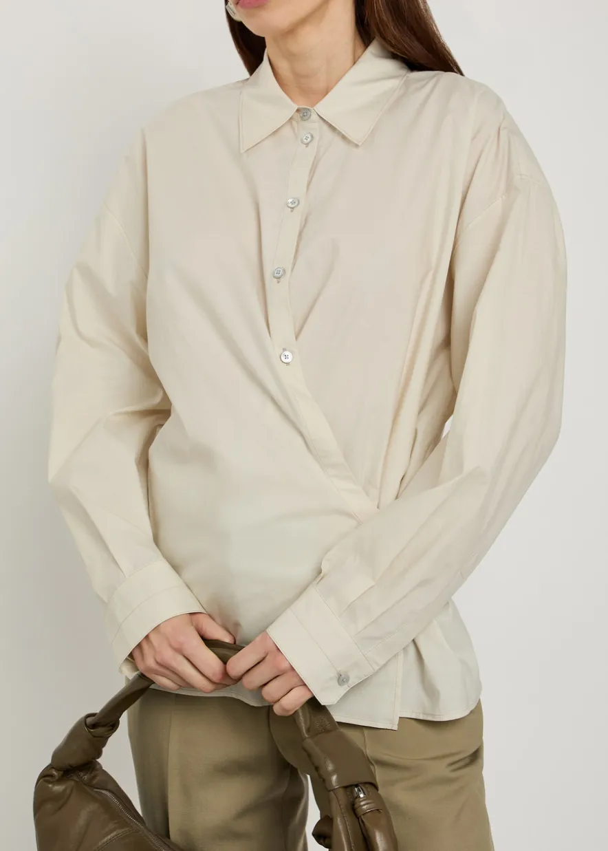 Twisted cotton-blend poplin shirt