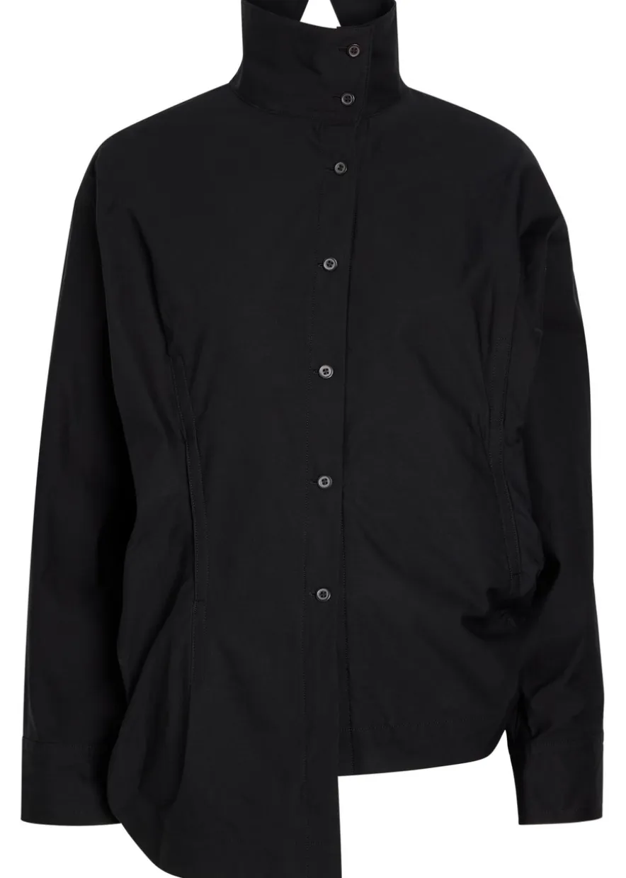 Twisted draped cotton-blend shirt