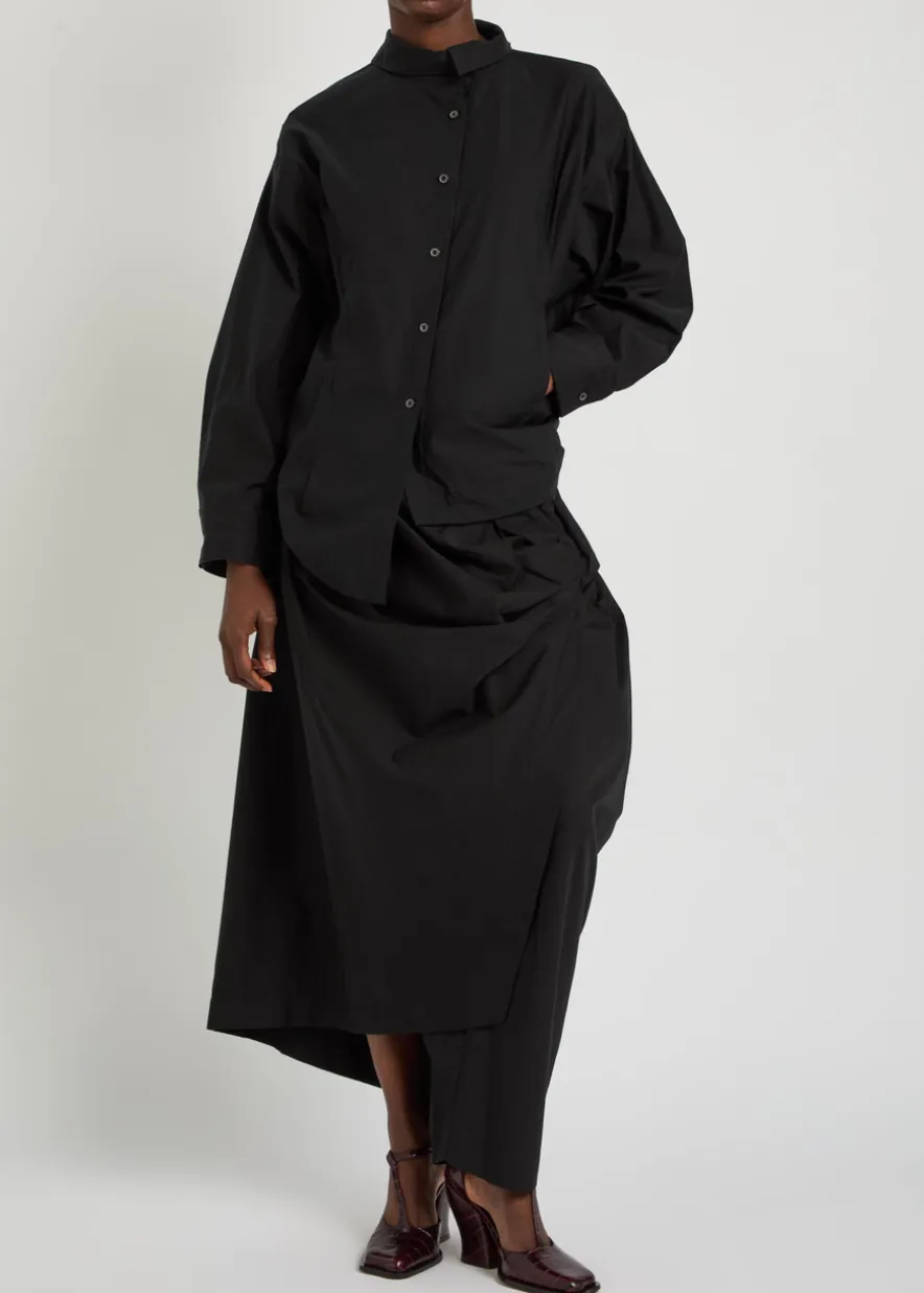 Twisted draped cotton-blend shirt