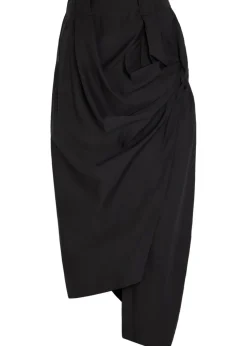 Twisted draped cotton-blend trousers