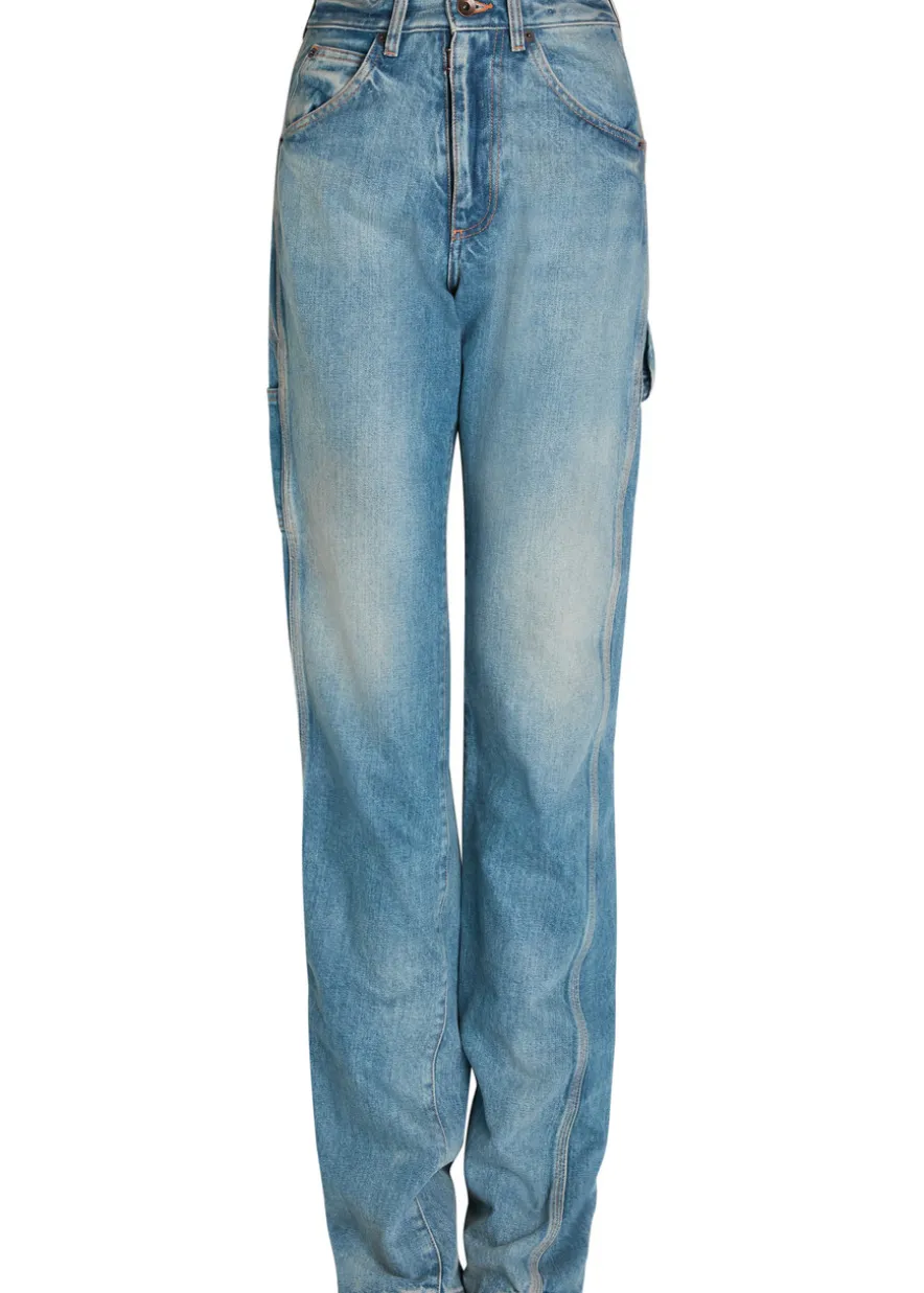 Twisted-seam straight-leg jeans